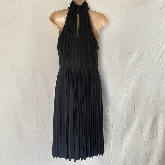 Gorgeous Black Halter Dress with Accordion Pleats – Size 4 – Soft & Elegant - Picture 3 of 16